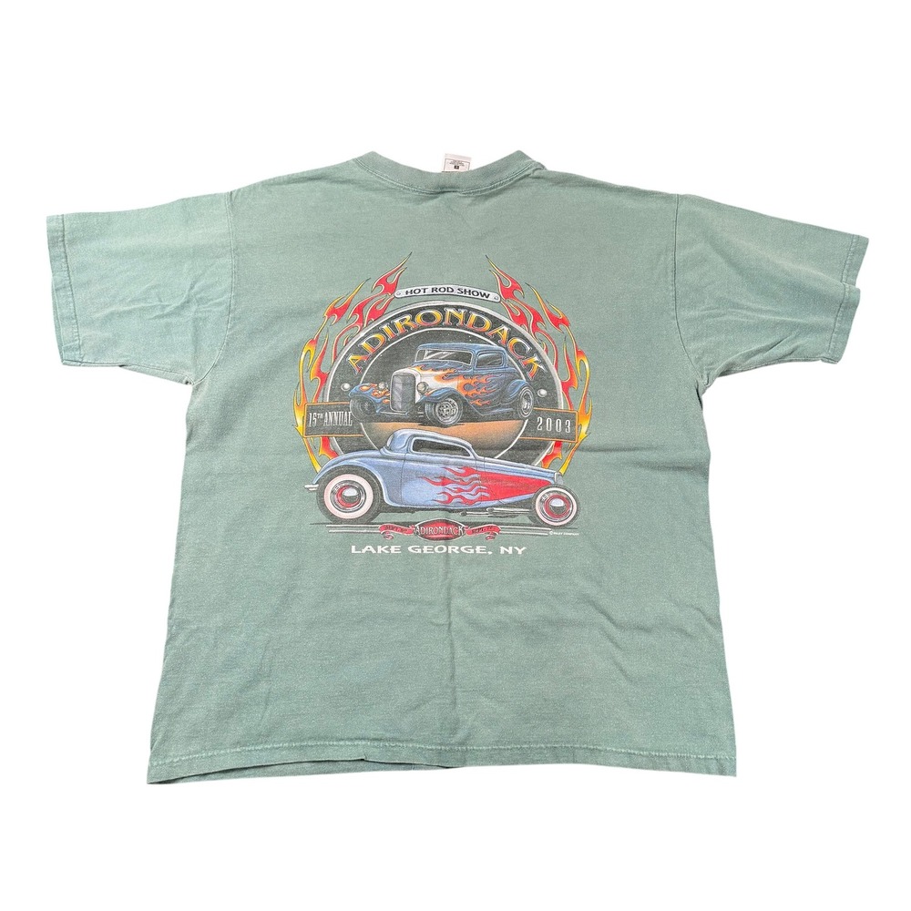 Vintage 2003 Adirondack Hot Rod Show T-Shirt Fruit of the Loom Lake George NY‎ L